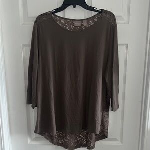Chico's 3/4 Sleeve Lace back Blouse